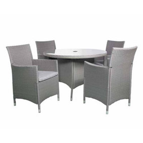 Nevada 4 Seater KD Round Dining Set - Synthetic Rattan - H90 x W64 x L61 cm - Grey