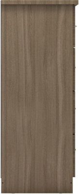 Nevada 5 Drawer 1 Door Low Wardrobe Rustic Oak Effect Veneer