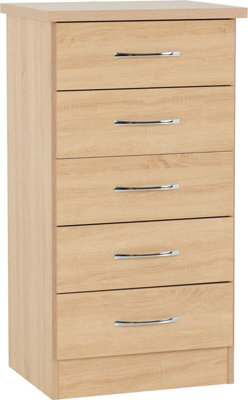 Nevada 5 Drawer Narrow Chest Sonoma Oak Effect