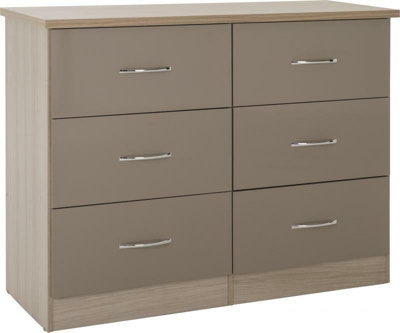 Nevada 6 Drawer Chest in Oyster Gloss Light Oak