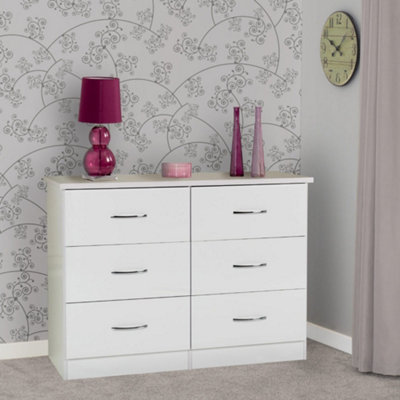 Nevada 6 Drawer Chest in White Gloss