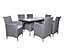 Nevada 6 Seater KD Rectangular Dining Set - Synthetic Rattan - H150 x W90 x L75 cm - Slate Grey