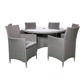 Nevada 6 Seater KD Round Dining Set - Synthetic Rattan - H90 x W64 x L61 cm - Slate Grey