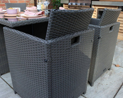 Nevada grey rattan 4 seat cube set sale