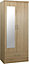 Nevada Mirrored 2 Door 1 Drawer Wardrobe - L52 x W78 x H182.5 cm - Sonoma Oak Effect