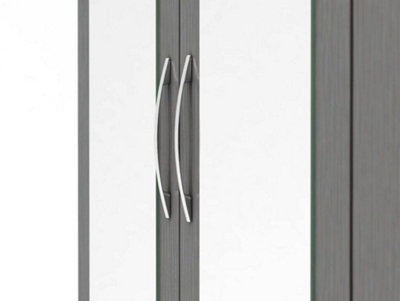 Nevada Mirrored Wardrobe 3 Door 2 Drawer  Grey 3D Effect