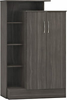 Nevada Petite Open Shelf Wardrobe - L52 x W90 x H145 cm - Black Wood Grain