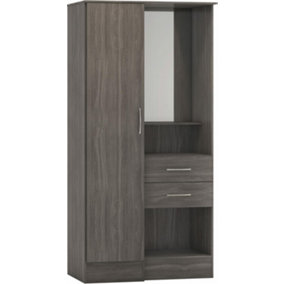 Nevada Vanity 1 Door Wardrobe - L52 x W90 x H183.5 cm - Black Wood Grain