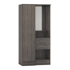 Nevada Vanity 1 Door Wardrobe - L52 x W90 x H183.5 cm - Black Wood Grain