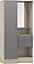 Nevada Vanity 1 Door Wardrobe - L52 x W90 x H183.5 cm - Grey Gloss/Light Oak Effect Veneer