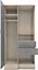 Nevada Vanity 1 Door Wardrobe - L52 x W90 x H183.5 cm - Grey Gloss/Light Oak Effect Veneer