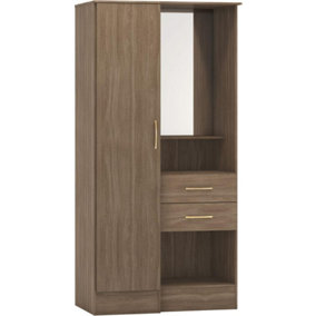 Nevada Vanity 1 Door Wardrobe - L52 x W90 x H183.5 cm - Rustic Oak Effect