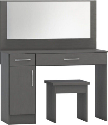 Nevada Vanity Dressing Table Set 3D Grey Effect Including Stool and
