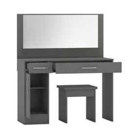 Nevada Vanity Dressing Table Set 3D Grey Effect Including Stool and Mirror