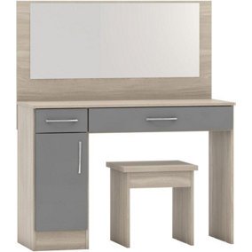 Nevada Vanity Dressing Table Set Grey Including Stool and Mirror