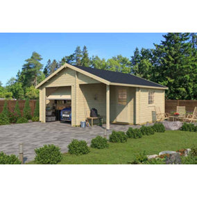 Nevis + door Hormann-Log Cabin, Wooden Garden Room, Timber Summerhouse, Home Office