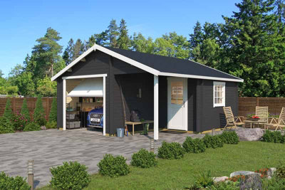 Nevis + door Hormann-Log Cabin, Wooden Garden Room, Timber Summerhouse, Home Office