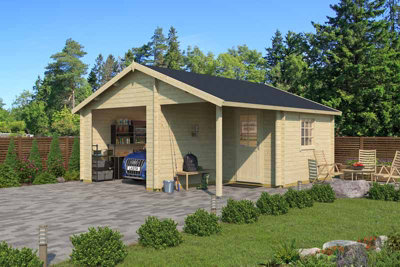 Nevis-Log Cabin, Wooden Garden Room, Timber Summerhouse, Home Office - L540 x W590 x H302.1 cm