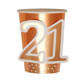 Neviti 21st Birthday Disposable Cup (Pack of 8) Rose Gold/White (One Size)