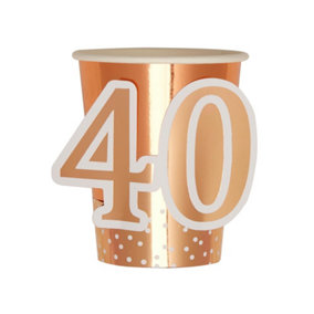Neviti 40th Birthday Disposable Cup (Pack of 8) Rose Gold/White (One Size)