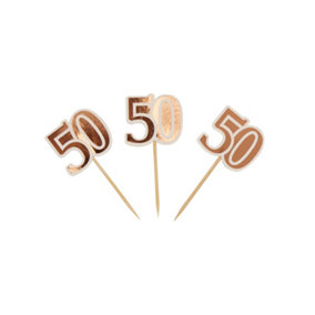 Neviti 50th Birthday Cake Topper (Pack of 10) Rose Gold (One Size)