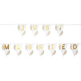 Neviti Floral Just Married Bunting White/Gold (One Size)