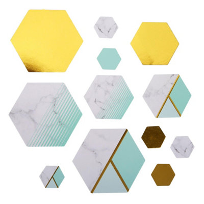 Neviti Marble Party Table Cover (Pack of 100) Gold/White/Mint (One Size)