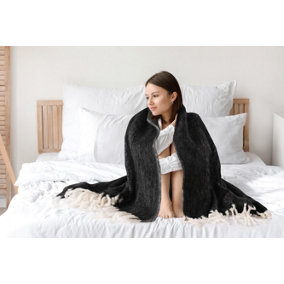 Nevni Mohair Style Light Weight Soft & Cozy Single Cotton Blanket -125 x 150 cm, Dark Grey
