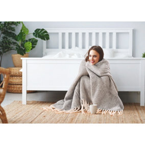 Nevni Mohair Style Light Weight Soft & Cozy Single Cotton Blanket -125 x 150 cm, Light Grey
