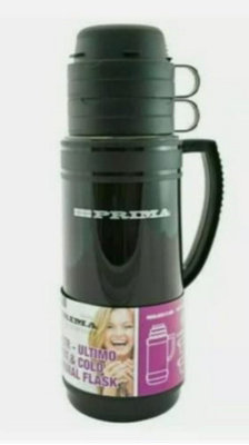 New 1 Litre Hot & Cold Vacuum Flask Tea Coffee Drink Food Thermos Carry Warm Cool Black Grip Handle