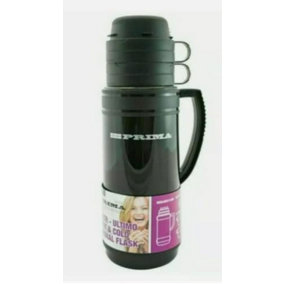 New 1 Litre Hot & Cold Vacuum Flask Tea Coffee Drink Food Thermos Carry Warm Cool Black Grip Handle