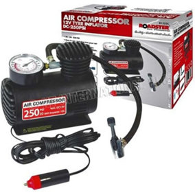 New 12v Compact Air Compressor Pump Tyre Inflator With 3 Nozzles Bicycle Ball Bike Car Van
