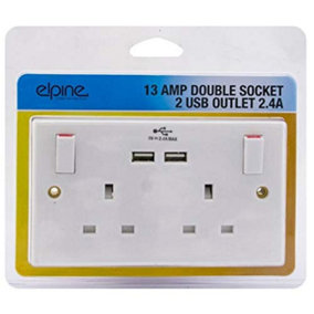 New 13amp Socket Double Switch Usb Plug 2 Gang Power Electric Wall White Power