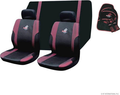 New 13Pc Wrx Car Seat Cover Set Universal Racing Kit Pink Black Interior