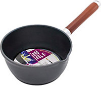 New 14cm Non Stick Milk Pan Boiling Black Cookware Kitchen Wooden Handle