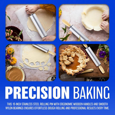 New 19 Inch Rolling Pin Stainless Steel Non Stick Roller Cooking Food ...