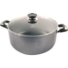 New 20cm Non Stick Saucepan With Glass Lid Cooking Kitchen Double Handle Cook