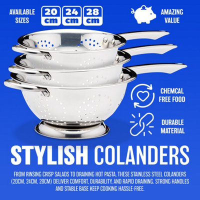 CUTICATE Stainless Steel Colander with Bowl Set of 2,Kitchen Strainer, Washer, Drainer Basket with Basin for Vegetable, Fruits, Pasta, Salad Mixing 22cm - Walmart Supplies