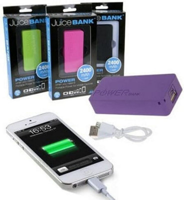 New 2400mah Juice Bank Power Phone Battery Charger Emergency Smart Iphone