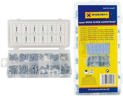 New 240pc Metal And Wood Screw Assortment Diy Set In Case Hardware Quality Storage