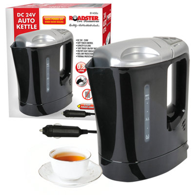 New 24v Electric Kettle Portable Van Car Travel Plug In Motor Black 1ltr