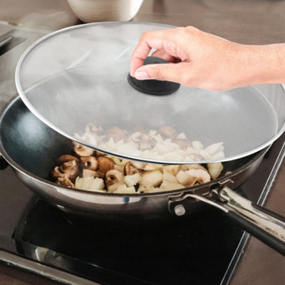 New 29cm Metal Splatter Cover Lid Cooking Frying Pan Kitchen Protector ...