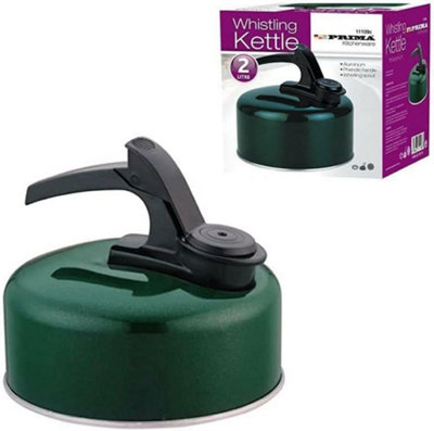 New 2l Aluminium Whistling Kettle Camping Home Cordless Lightweight Green