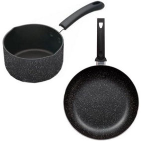 New 2pc Mini 12cm 14cm Milk Pan Frying Non Stick Marble Kitchen Grip  Cookware Set