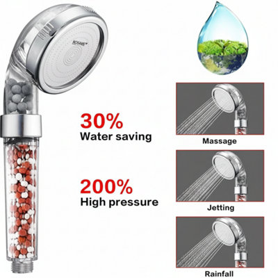 New 3 Mode High Pressure Shower Head with Adjustable Ionic Filter and ...