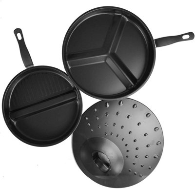 New 3 Pcs Prima Divided Non Stick Wonder Kitchen Cookware Chef Pot Set Home  Breakfast Cooking