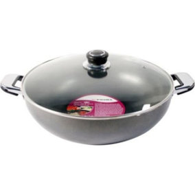 New 30cm Non Stick Aluminium Wok Set Saucepan Cooking Pan With Handles