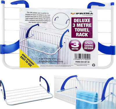 New 3m Deluxe Radiator Clothes Airer Towel Rack Drying Washing Line ...