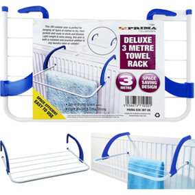 New 3m Deluxe Radiator Clothes Airer Towel Rack Drying Washing Line Indoor & Outdoor