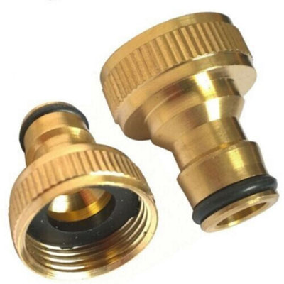 New 3pc Brass Hose Pipe Fitting Connectors Garden Tap Spray Solid Water Set